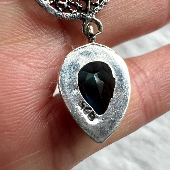 925 You Choose! Vintage Style Apatite Chandelier Pendant Necklace - Picture 7 of 9